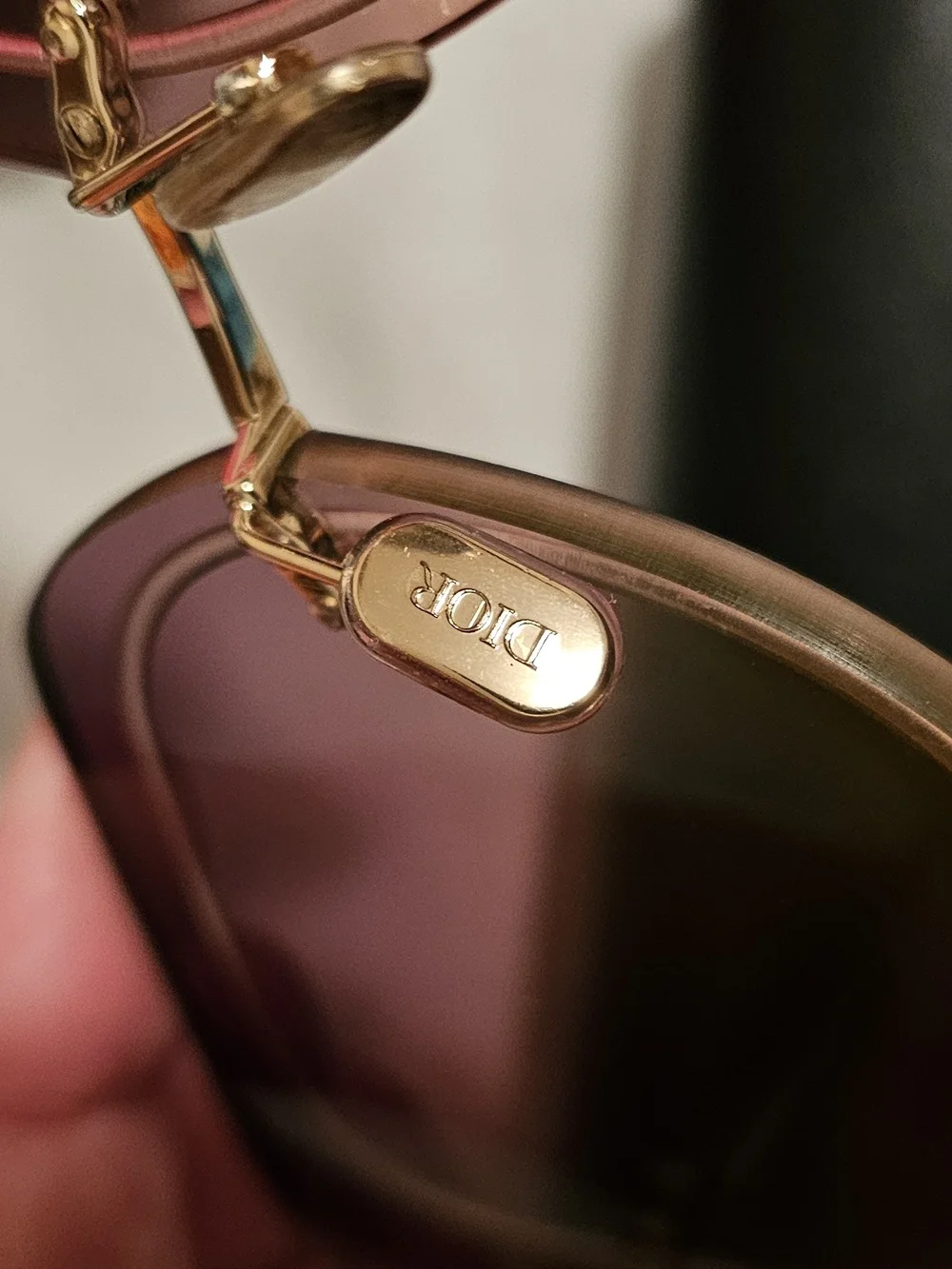 Dior Women's Pink Gradient Square Sunglasses with Gold Accents